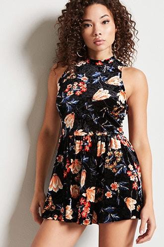 Forever21 Velvet Floral Cutout Dress