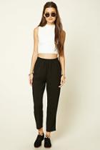 Forever21 Women's  Black Woven Trousers