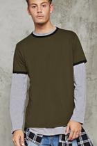 21 Men Men's  Slub Knit Ringer Tee