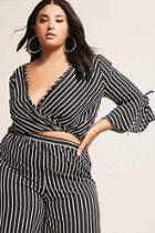 Forever21 Plus Size Stripe Surplice Bell-sleeve Top