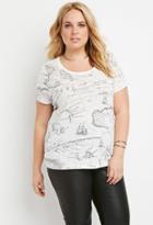 Forever21 Plus Map Print Tee