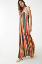 Forever21 Crinkled Striped Crochet-trim Dress