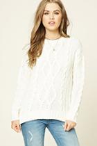 Forever21 Women's  Cream Cable Knit Sweater