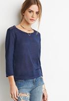 Forever21 Embroidered Mesh-paneled Top