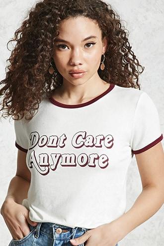 Forever21 Don't Care Anymore Ringer Tee