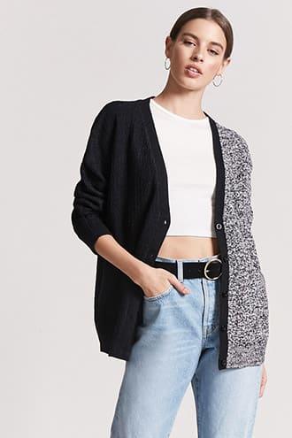 Forever21 Marled Colorblock Cardigan