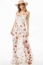 Forever21 Flounce-trim Floral Print Maxi Dress