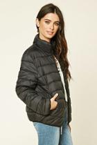 Forever21 Women's  Black Zip-up Puffy Jacket