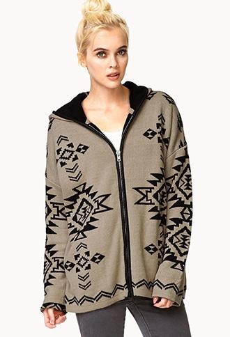 Forever21 Women's  Cozy Southwestern Style Cardigan