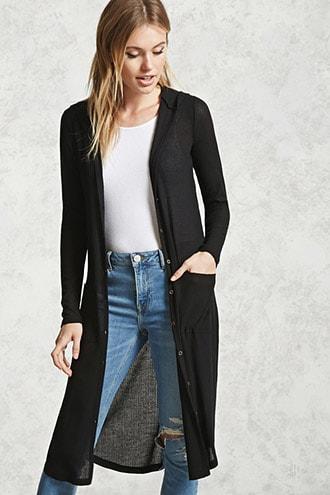 Forever21 Ribbed Hooded Cardigan