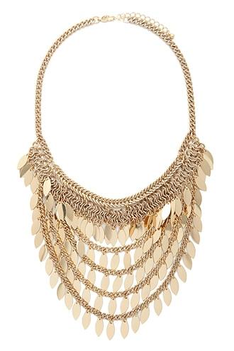 Forever21 Gold Fringe Statement Necklace