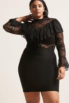 Forever21 Plus Size Sheer Lace Flounce Top