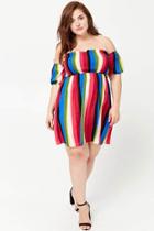 Forever21 Plus Size Striped Off-the-shoulder Dress
