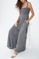 Forever21 Smocked Pinstriped Jumpsuit
