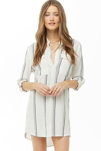 Forever21 Striped Gauze Woven Shirt Dress