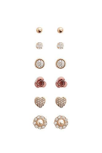 Forever21 Floral & Faux Gem Stud Set