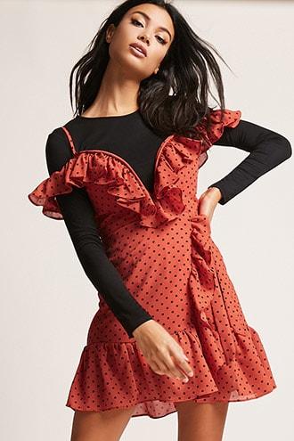 Forever21 Selfie Leslie Polka Dot Ruffle Dress