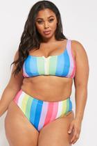 Forever21 Plus Size Striped Zip-front Bikini Top