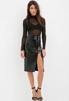 Forever21 Women's  Zippered Faux Leather Skirt