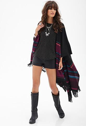 Forever21 Women's  Olive & Black Marled Dolphin Top