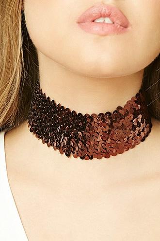 Forever21 Brown Sequin Stretch Choker