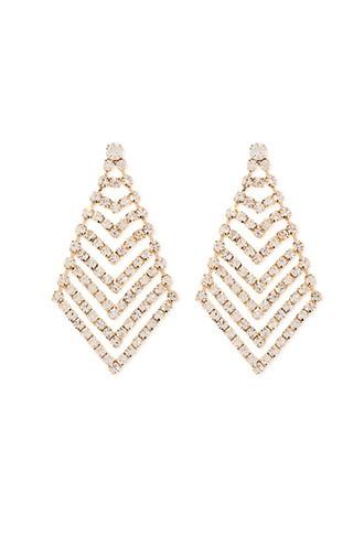 Forever21 Rhinestone Drop Earrings (gold/clear)