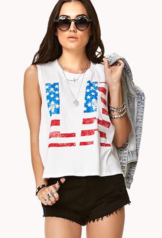 Forever21 Americana La Muscle Tee