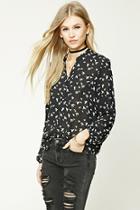 Forever21 Swallow Print Popover Blouse
