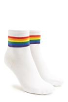 Forever21 Rainbow Stripe-trim Crew Socks