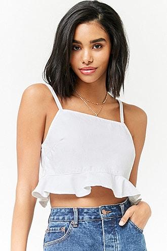 Forever21 Denim Ruffle Hem Top
