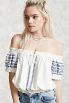 Forever21 Embroidered Off-the-shoulder Top
