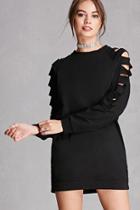 Forever21 Women's  Black Longline Cutout Sweatshirt