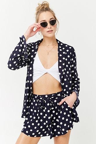 Forever21 Polka Dot Open-front Blazer
