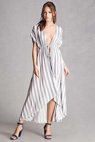 Forever21 Striped Longline Cardigan