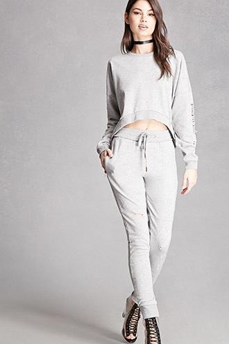 Forever21 Distressed Zipper Sweatpants