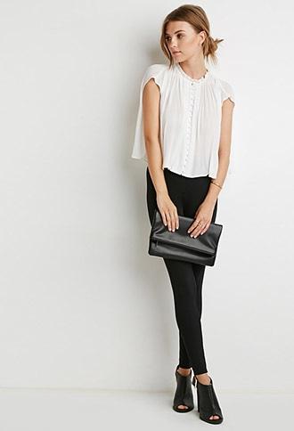Forever21 Contemporary Ruffle Neck Chiffon Top