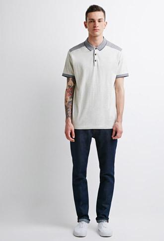 21 Men Paneled Tile Print Polo