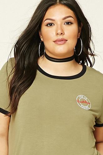 Forever21 Plus Women's  Backstage Passes Ringer Tee