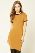 Forever21 Women's  Gold & Burgundy Ringer T-shirt Dress