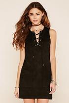 Forever21 Women's  Black Faux Suede Lace-up Dress