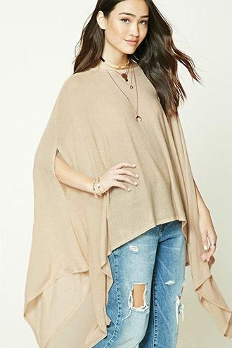 Forever21 Women's  Ribbed Knit Poncho