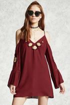 Forever21 Embroidered Open-shoulder Dress