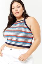 Forever21 Plus Size Striped High-neck Crop Top