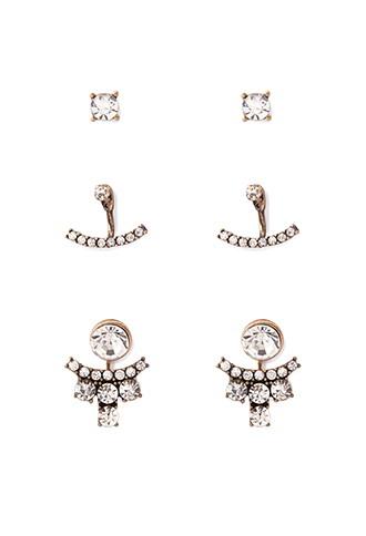 Forever21 Rhinestone Ear Jacket Set (antic Gold/clear)