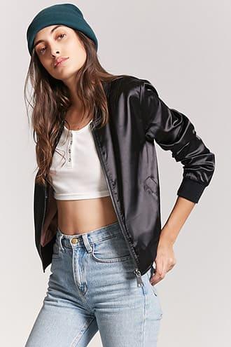 Forever21 Lace-up Satin Bomber Jacket