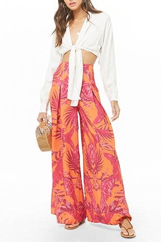 Forever21 Leaf Print Palazzo Pants