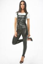 Forever21 Faux Leather Belted Overalls