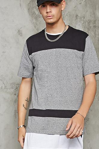 21 Men Men's  Contrast-yoke Marled Tee