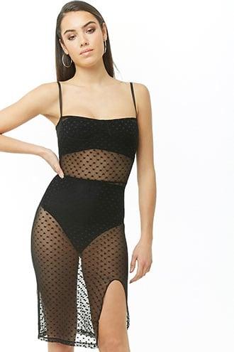Forever21 Sheer Mesh Heart Print Dress