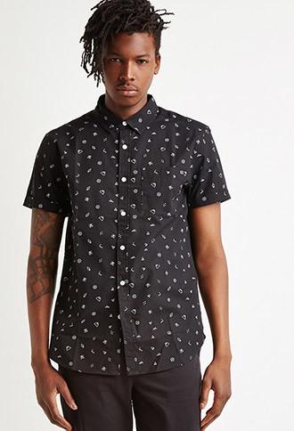 21 Men Geo Abstract Print Shirt